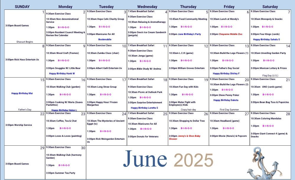 Activity Calendar