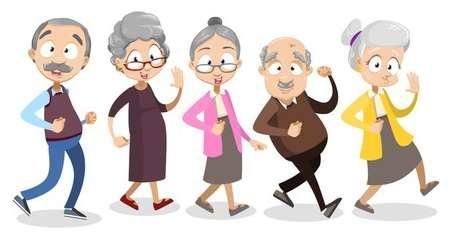 A group of elderly people are standing next to each other.