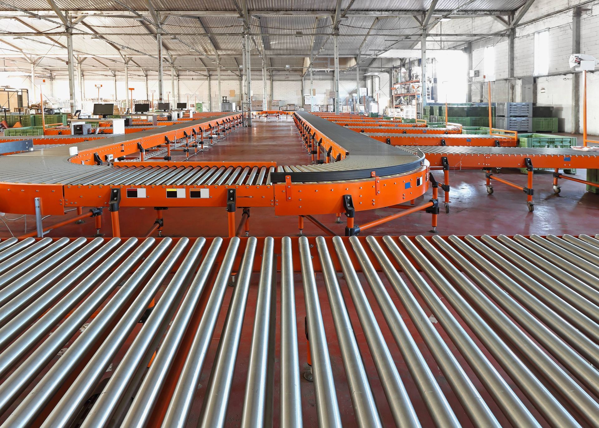 Industrial conveyor system in a warehouse near Florence, KY