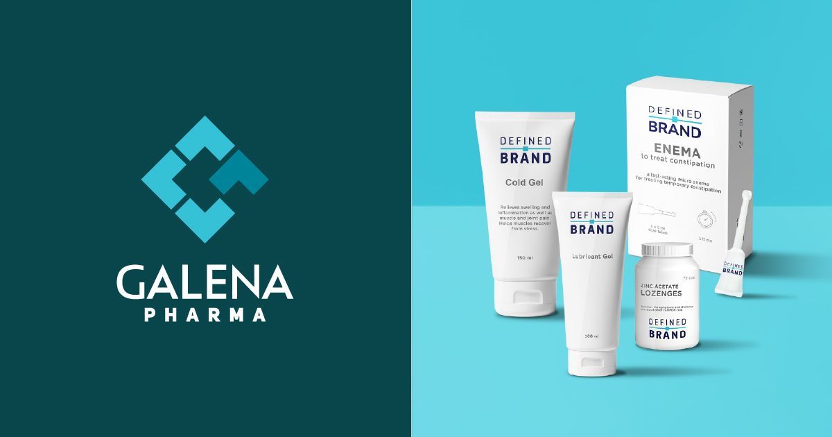 Galena Pharma logo ja tuotteita rinnakkain