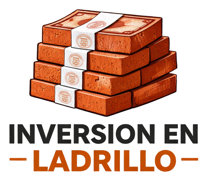 Ilustración de ladrillos rojos apilados con el texto “INVERSIÓN EN LADRILLO”