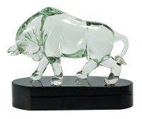Green Tinted Crystal Bull Award