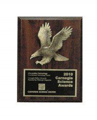 Solid Walnut wood plaque with Bronze eagle