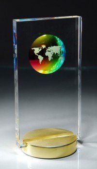 Optic Crystal Multi-color World Globe brass stand