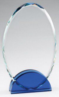 Optic Crystal Oval Blue Award