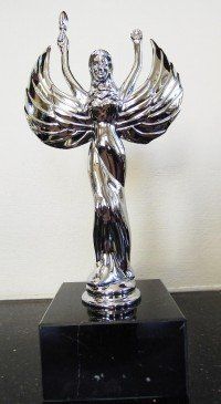 Bright Silver Metal Winged Victory Trophy