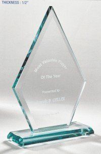 Jade Arrowhead Award with glass base