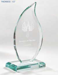 Jade Flame Award With Glass Base