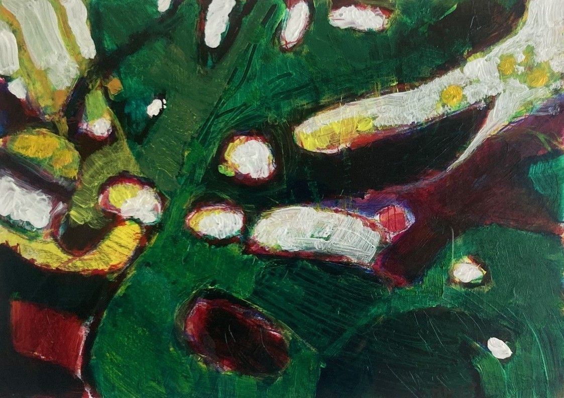 Shadows of Perception 17, acrylic paint and mixed medium on paper, 29.7 x 42 cm, 2025.