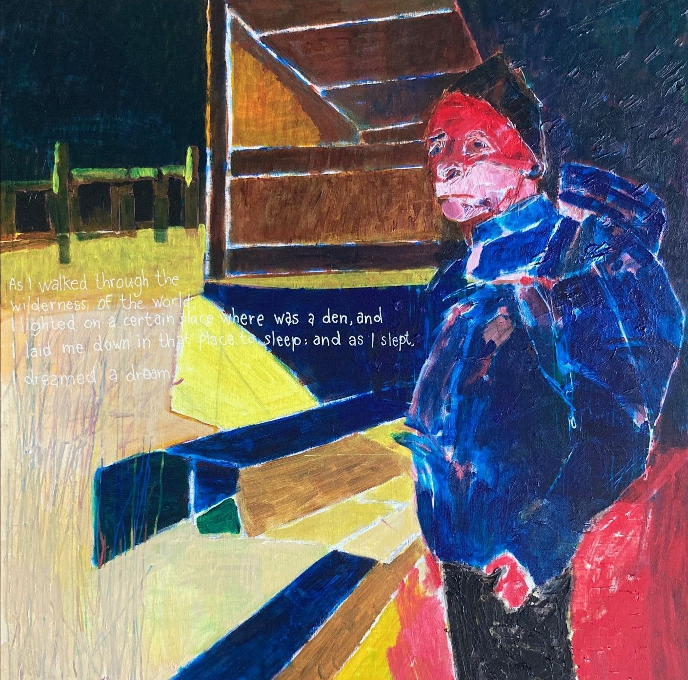 What shall I do?, acrylic on canvas, 100x100cm, 2026, Hennie Huijgens.