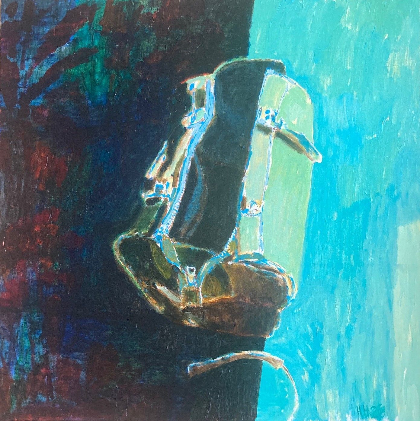 Portrait of a broken bag III, acrylic paint on canvas, 100x100cm, 2026.