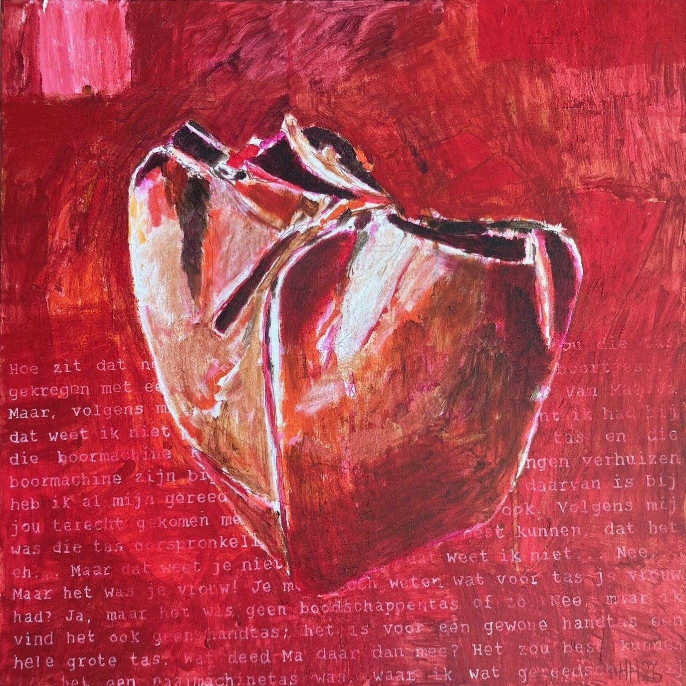 Portrait of a broken bag IV, acrylic paint on canvas, 100x100cm, 2026.