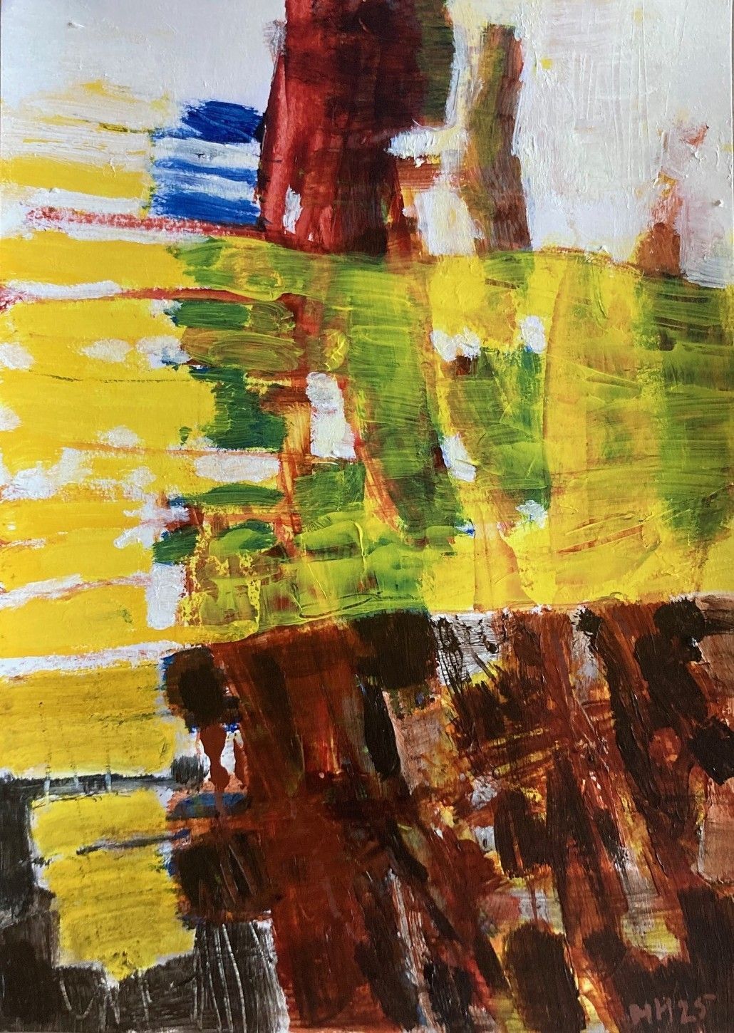 Shadows of Perception 11, acrylic paint and mixed medium on paper, 29.7 x 42 cm, 2025.