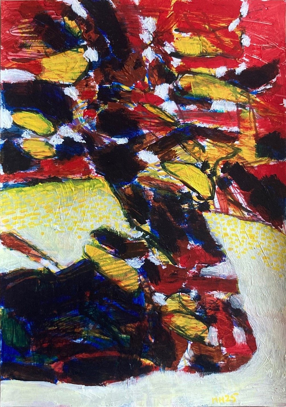 Shadows of Perception 13, acrylic paint and mixed medium on paper, 29.7 x 42 cm, 2025.