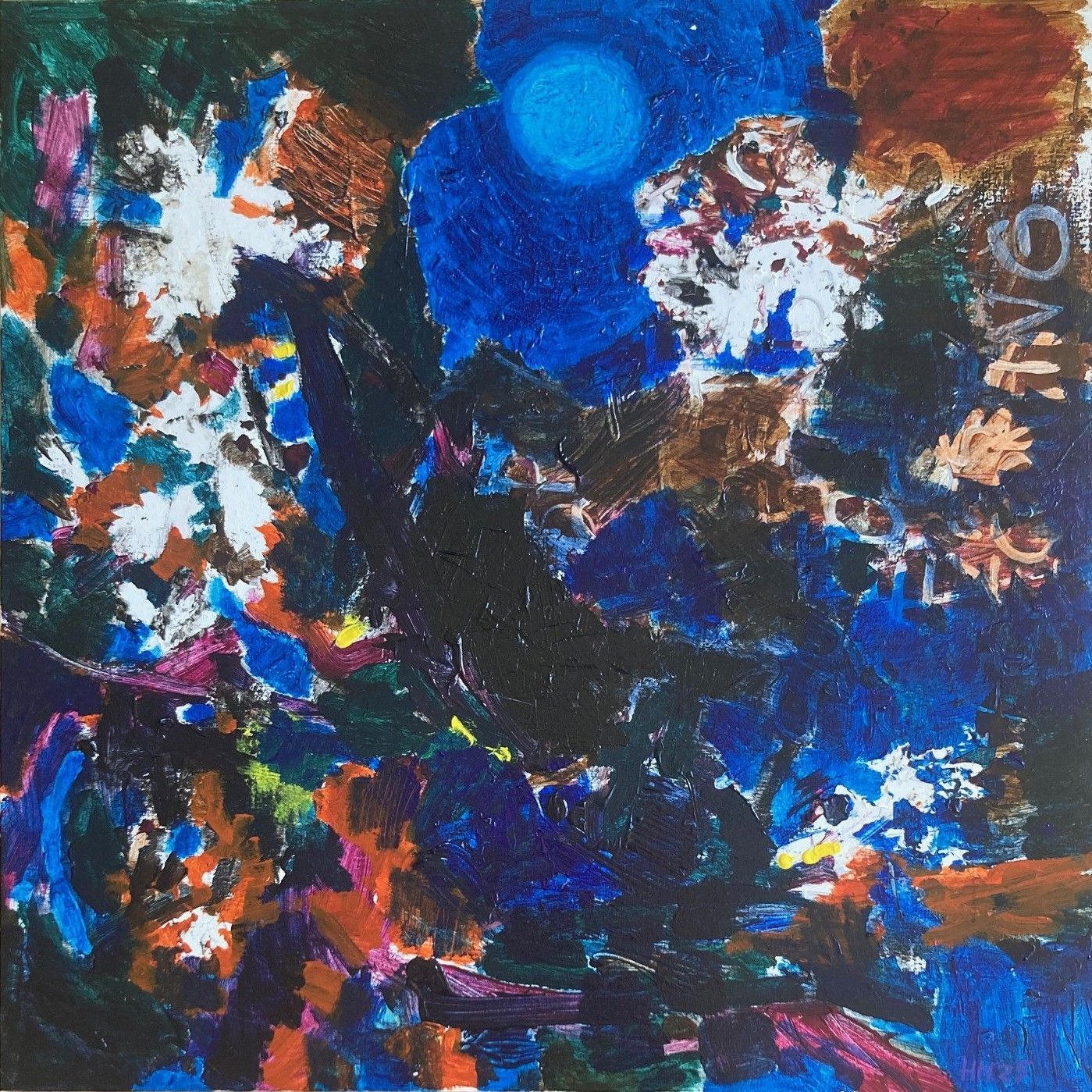 Shadows I (early morning), acrylic paint on canvas, 100x100cm, 2025, Hennie Huijgens. This painting is part (left) of a triptych painting Shadows.