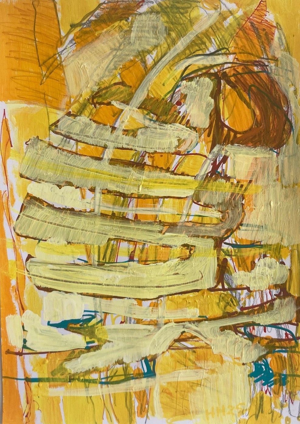 Shadows 5, acrylic paint and mixed medium on paper, 29.7 x 42 cm, 2025.