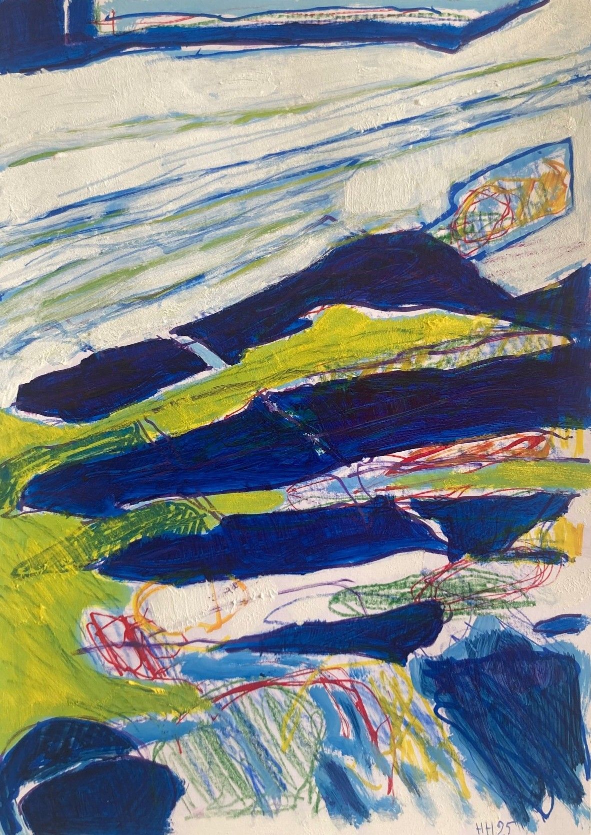 Shadows 7, acrylic paint and mixed medium on paper, 29.7 x 42 cm, 2025.
