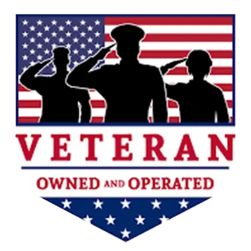 A logo that says veteran owned and operated