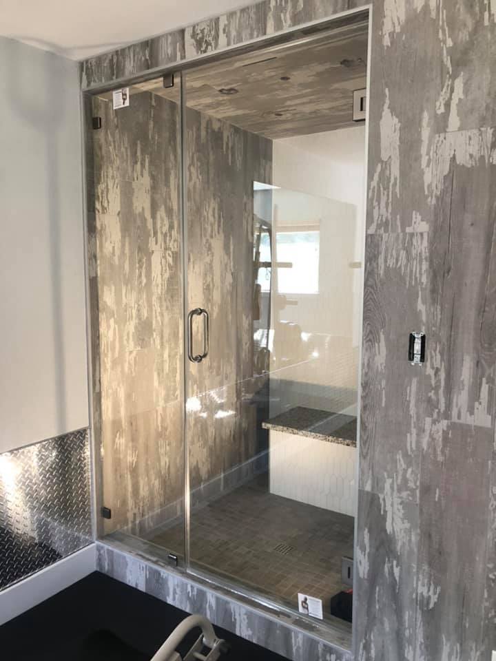 Glass Bathroom Door — Houston, TX — All The Time Plumbing