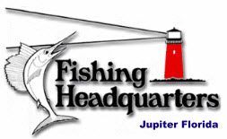 the logo for the fishing headquarters in jupiter florida with a marlin and a lighthouse .