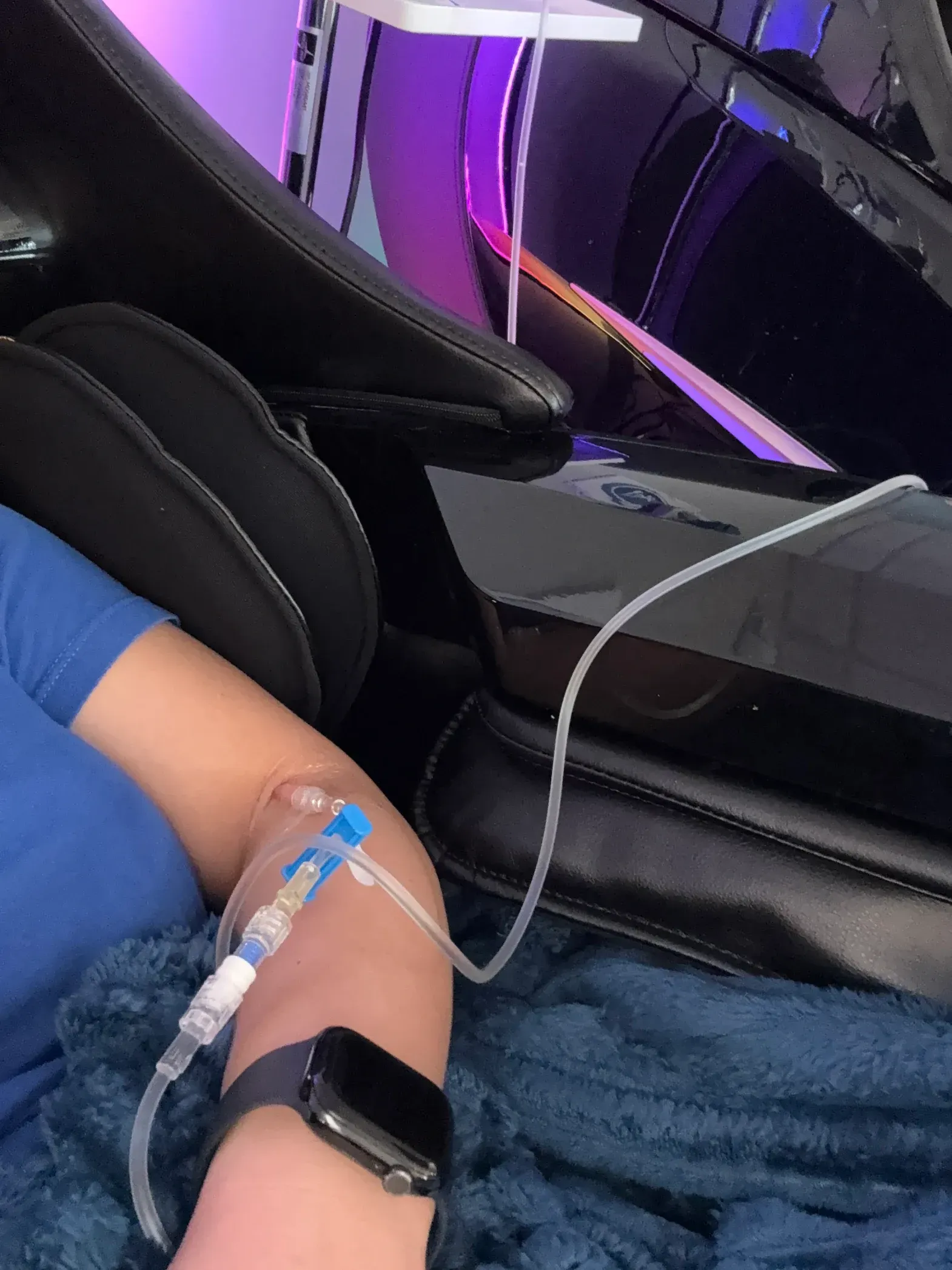 Guest relaxing during IV therapy treatment at PrimeIV Phoenixville