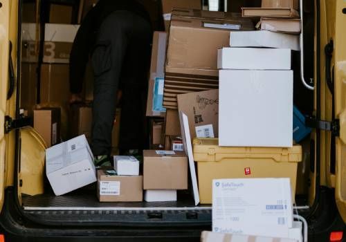 A delivery van full of packages to deliver.