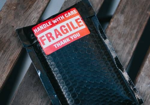 A package with a Fragile sticker.