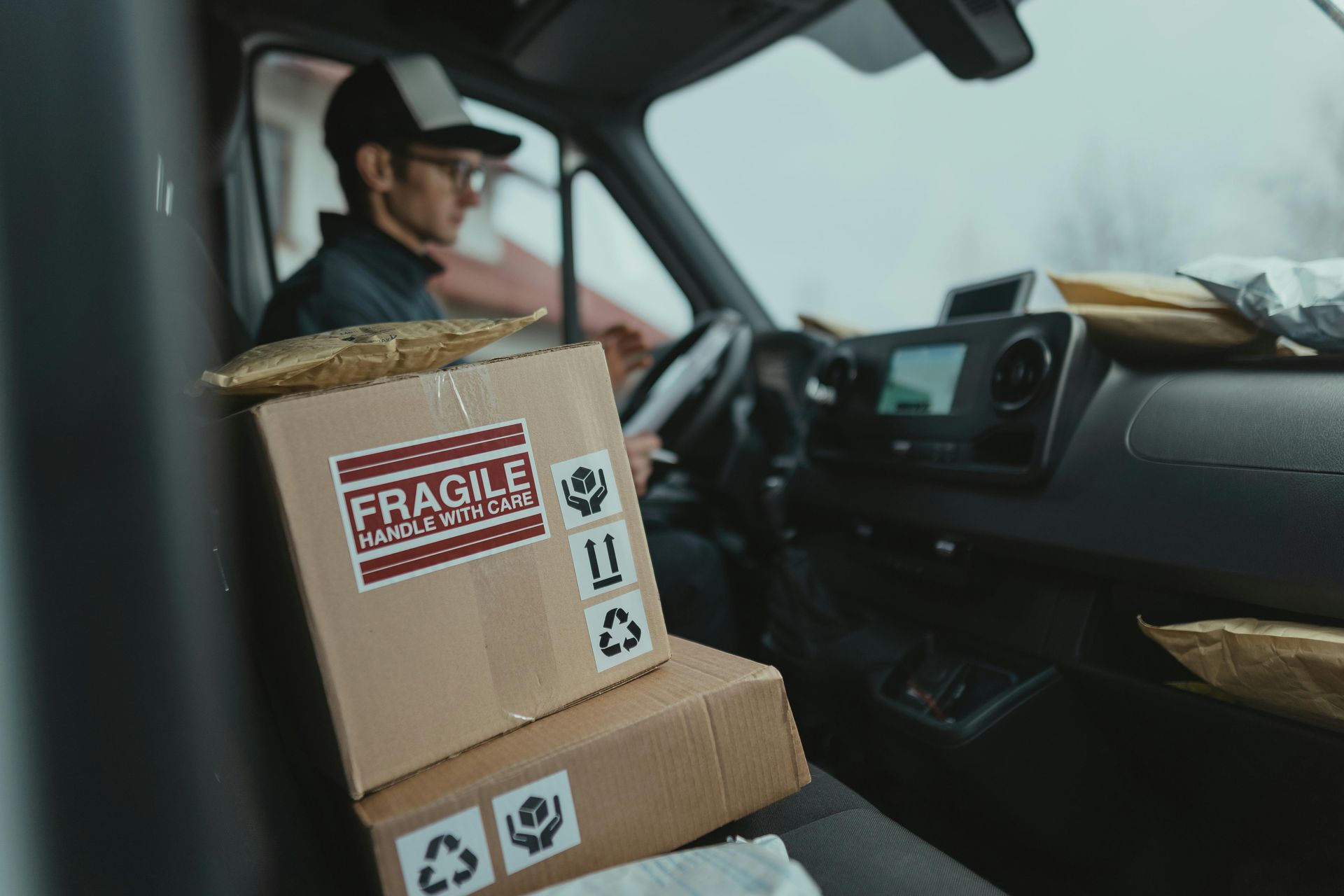 A package with a Fragile sticker.