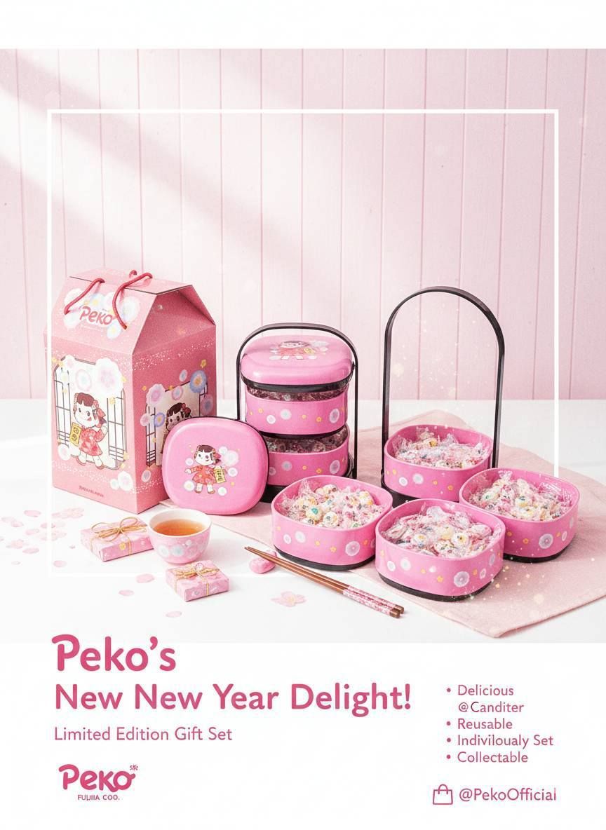 2026最新款 不二家PEKO 綜合牛奶糖三層提籃禮盒