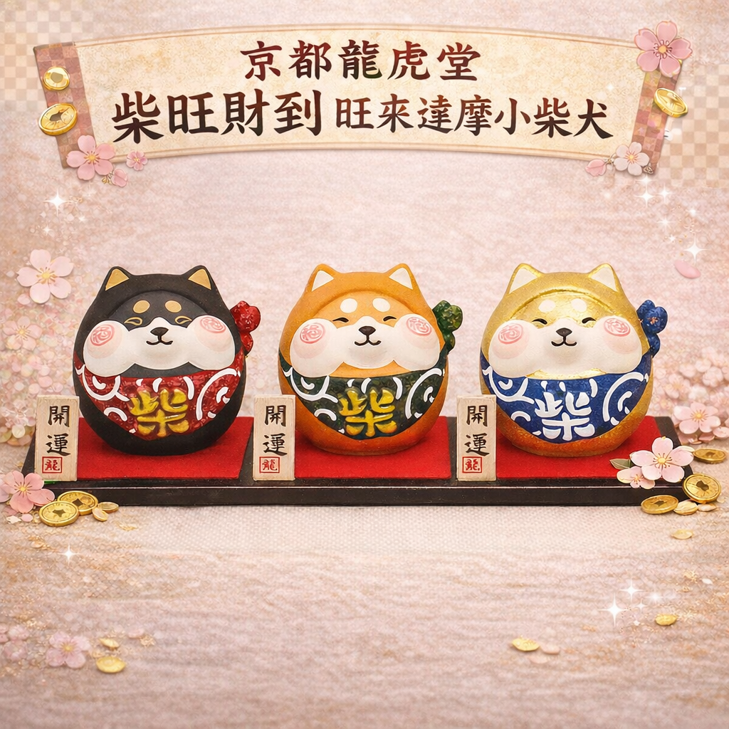 (現貨) 京都龍虎堂 柴旺財到 旺來達摩小柴犬 開運招財擺飾