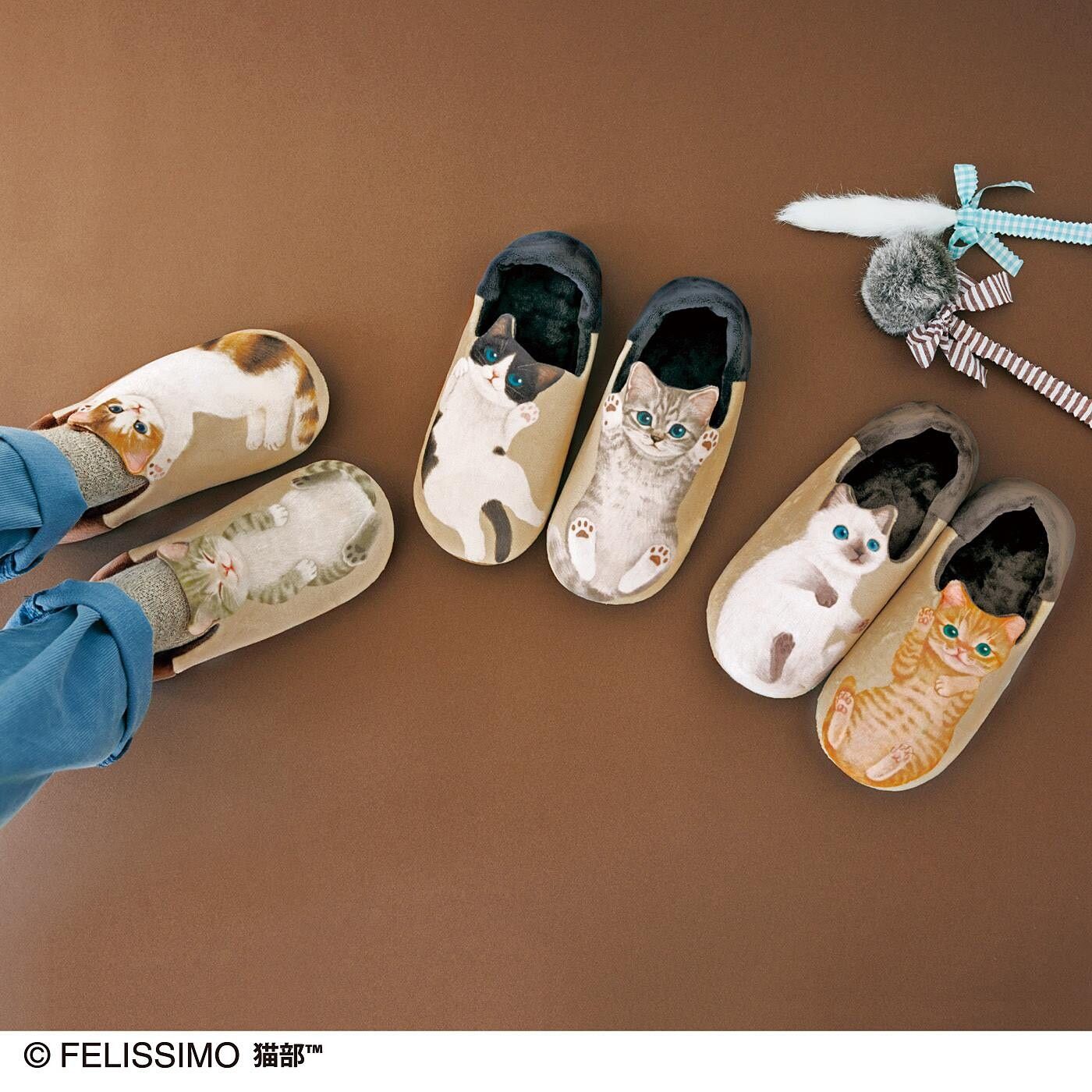 日本FELISSIMO 貓部｜小貓仰躺療癒室內拖鞋