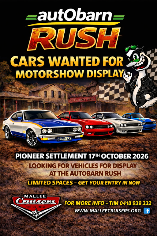 Cars wanted for motorshow display contact Tim on 0418939332