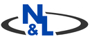 Logo N&L in blu con un ovale grigio che circonda le lettere
