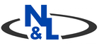 Logo N&L in blu con un ovale grigio che circonda le lettere