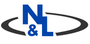 Logo N&L blu con un tratto ondulato grigio su sfondo bianco.