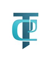 Un logotipo con un monograma azul estilizado que presenta las letras T y P entrelazadas sobre un fondo blanco.