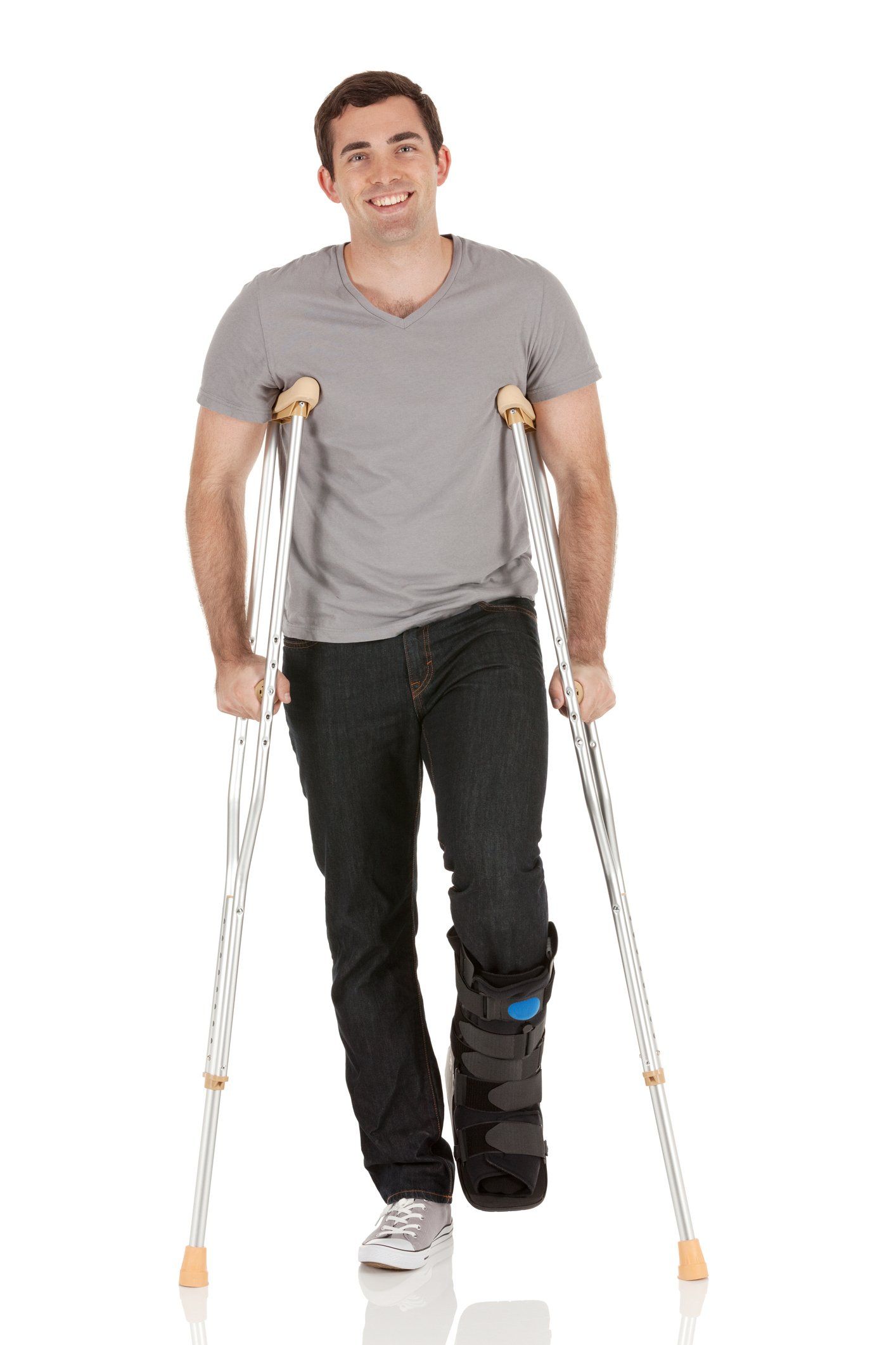 Injured Man Walking With The Help Of Crutches - Princeton WV - Sanders & Austin