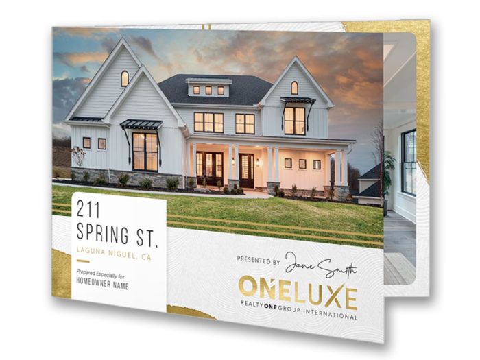 a real estate brochure with a picture of a house on it .