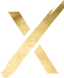a gold letter x on a white background