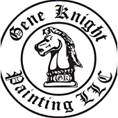 A black and white logo for gene knight painting ltd.