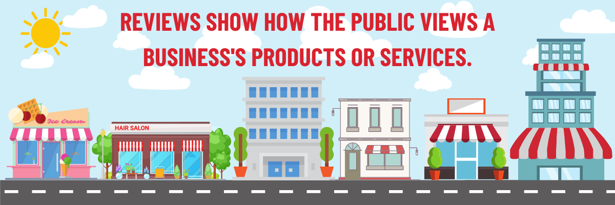 Reviews show how the public views a business's products or services