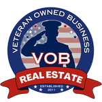 Veteran Owned Business VOB Real Estate Soldier Silhouette  over American flag background
