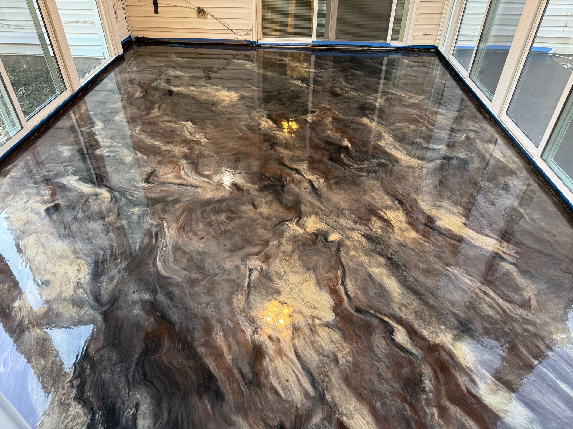 Metallic Epoxy Coating, Custom Epoxy Coatings, Sunroom Transformation, Sunroom Ideas