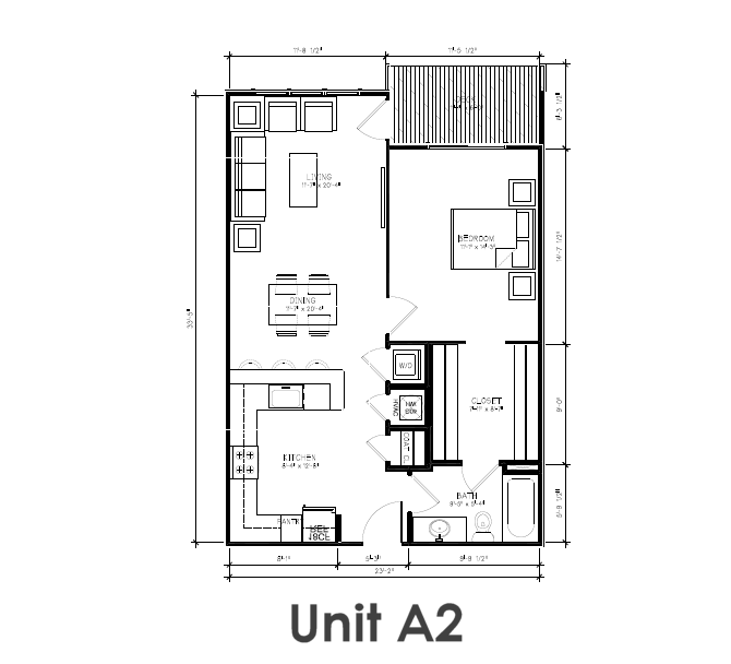 Catherine 36 Floor Plan - Unit A2 – 1 Bed / 1 Bath