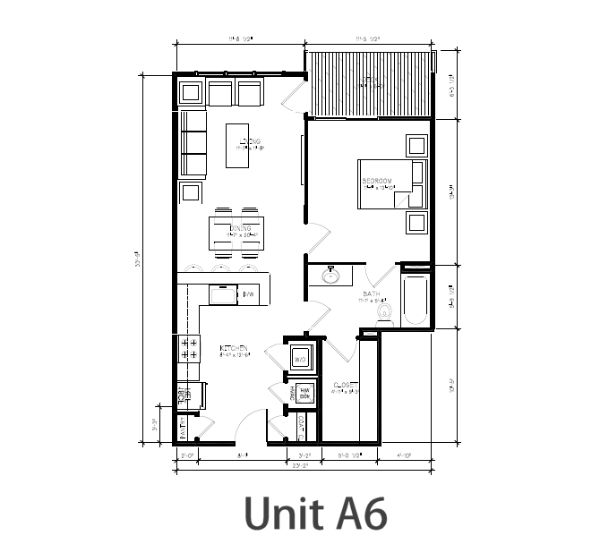 Catherine 36 Floor Plan - Unit A6 – 1 Bed / 1 Bath