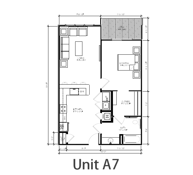 Catherine 36 Floor Plan - Unit A7 – 1 Bed / 1 Bath