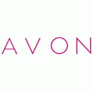 O logotipo da avon é rosa e branco sobre fundo branco.
