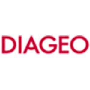Um logotipo vermelho para a Diageo em um fundo branco