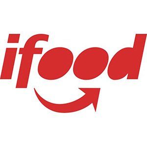 Um logotipo vermelho do ifood com uma seta apontando para a direita
