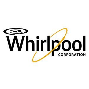 O logotipo da Whirlpool Corporation está em um fundo branco.